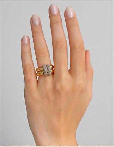 Çelik Ring Yüzük Zirkon Taşlı Ayarlanabilir  Altın Renk 