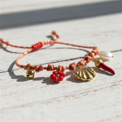 Çelik Summer Charms Kırmızı Bileklik Altın Renk