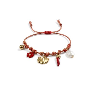Çelik Summer Charms Kırmızı Bileklik Altın Renk