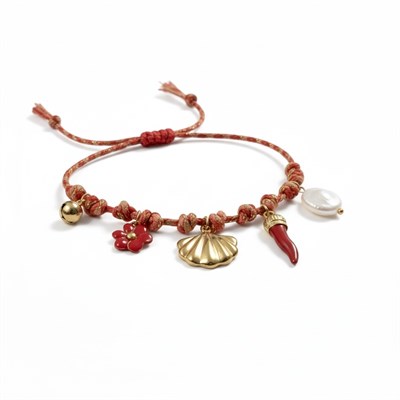 Çelik Summer Charms Kırmızı Bileklik Altın Renk