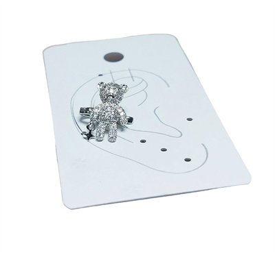 Earcuff Çelik Zirkon Taşlı Teddy Model Gümüş Renk Kıkırdak Küpe