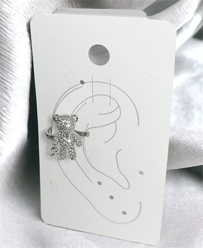 Earcuff Çelik Zirkon Taşlı Teddy Model Gümüş Renk Kıkırdak Küpe