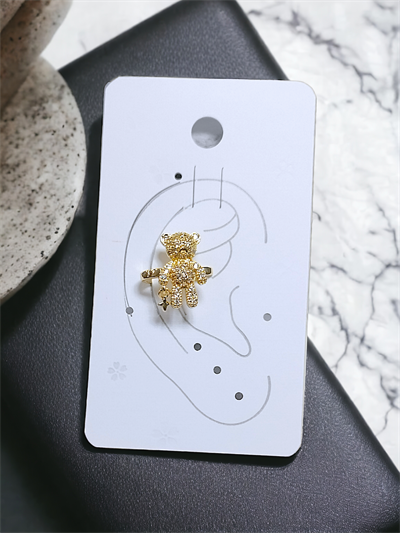 Earcuff Çelik Zirkon Taşlı Teddy Model Altın Renk Kıkırdak Küpe