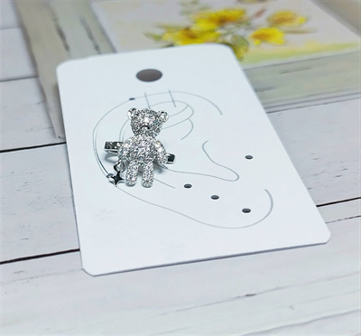 Earcuff Çelik Zirkon Taşlı Teddy Model Gümüş Renk Kıkırdak Küpe