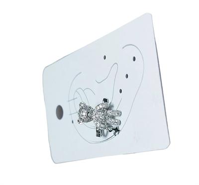 Earcuff Çelik Zirkon Taşlı Teddy Model Gümüş Renk Kıkırdak Küpe