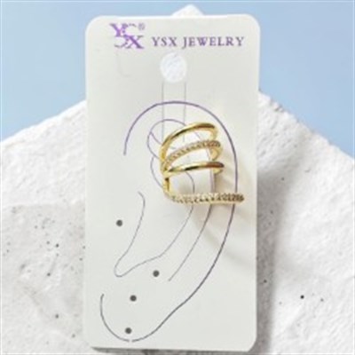 Earcuff Sıkıştırmalı Çelik Kıkırdak Küpe Çoklu Halka Görünümlü Altın Renk         
