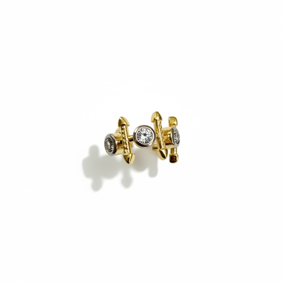 Earcuff Sıkıştırmalı Çelik Kıkırdak Küpe 3 Tek Taşlı Ok Figürlü Altın Renk         