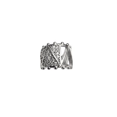 Earcuff Sıkıştırmalı Çelik Kıkırdak Küpe Üçgen Desenli Zirkon Taşlı Gümüş Renk         