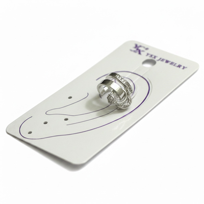 Earcuff Sıkıştırmalı Çelik Kıkırdak Küpe Çift Sıra Bantlı Halka Detaylı Zirkon Taşlı Gümüş Renk         