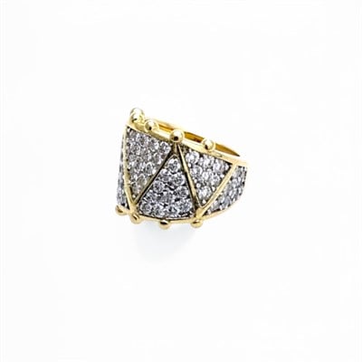 Earcuff Sıkıştırmalı Çelik Kıkırdak Küpe Üçgen Desenli Zirkon Taşlı Altın Renk         
