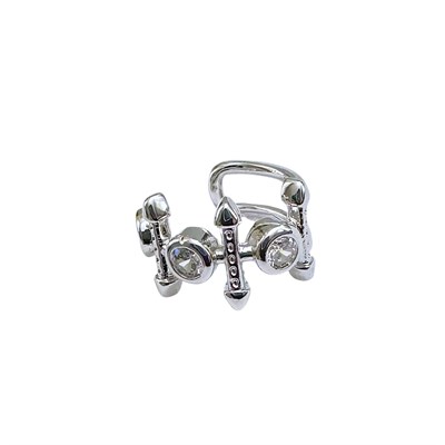 Earcuff Sıkıştırmalı Çelik Kıkırdak Küpe 3 Tek Taşlı Ok Figürlü Gümüş Renk         