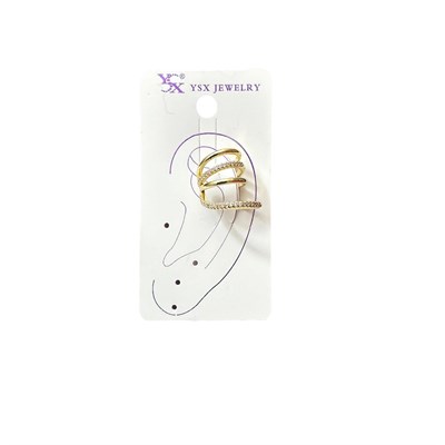 Earcuff Sıkıştırmalı Çelik Kıkırdak Küpe Çoklu Halka Görünümlü Altın Renk         