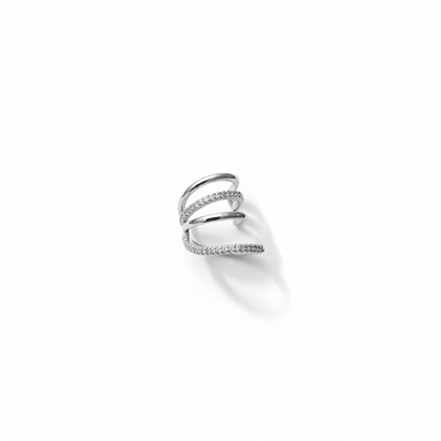 Earcuff Sıkıştırmalı Çelik Kıkırdak Küpe Çoklu Halka Görünümlü Gümüş Renk         