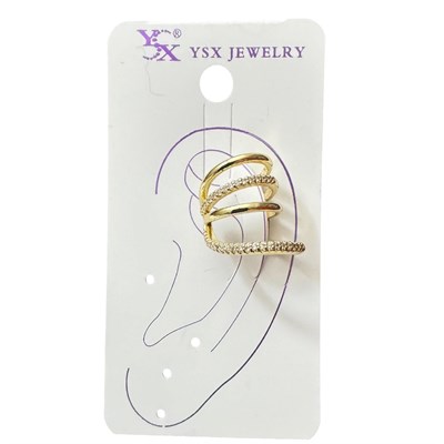 Earcuff Sıkıştırmalı Çelik Kıkırdak Küpe Çoklu Halka Görünümlü Altın Renk         