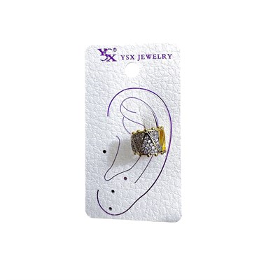 Earcuff Sıkıştırmalı Çelik Kıkırdak Küpe Üçgen Desenli Zirkon Taşlı Altın Renk         