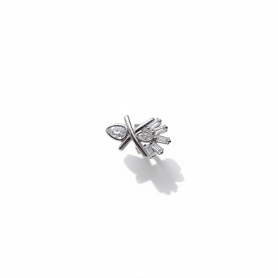 Earcuff Sıkıştırmalı Çelik Kıkırdak Küpe Baget Taşlı X Gümüş Renk         