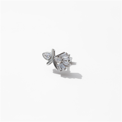 Earcuff Sıkıştırmalı Çelik Kıkırdak Küpe Baget Taşlı X Gümüş Renk         