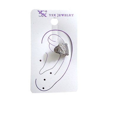 Earcuff Sıkıştırmalı Çelik Kıkırdak Küpe Üçgen Desenli Zirkon Taşlı Gümüş Renk         