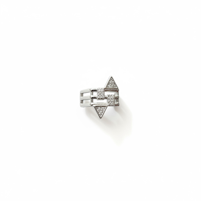 Earcuff Sıkıştırmalı Çelik Kıkırdak Küpe Geometrik Zirkon Taşlı Gümüş Renk         