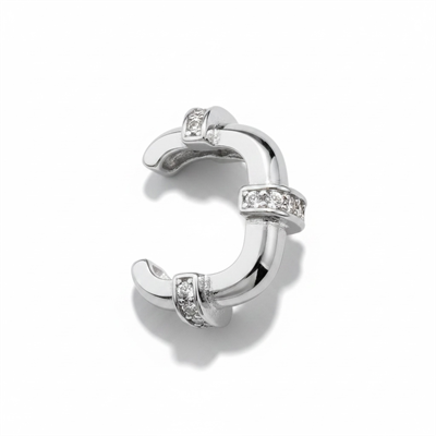 Earcuff Sıkıştırmalı Pirinç Kıkırdak Küpe Kare Zirkon Taşlı Gümüş  Renk         