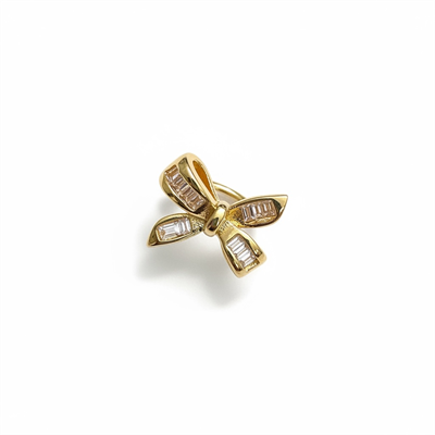 Earcuff Sıkıştırmalı Pirinç Kıkırdak Küpe Baget Taşlı Fiyonk  Altın Renk         