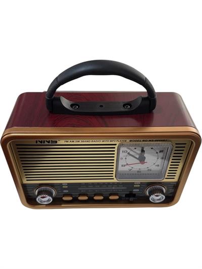 NS-8898 Nostaljik Analog Saatli Fm Radyo Bluetooth Hoparlör USB Tf Aux Mp3 Çalar
