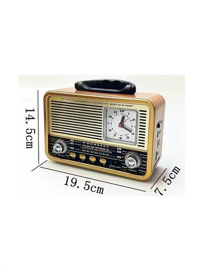 NS-8898 Nostaljik Analog Saatli Fm Radyo Bluetooth Hoparlör USB Tf Aux Mp3 Çalar