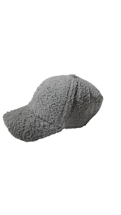Peluş Teddy Arkası Cırtlı Ayarlanabilir Kep Şapka Gri