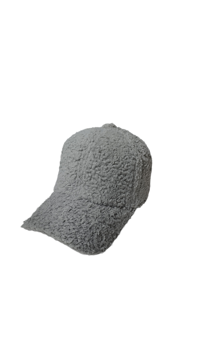 Peluş Teddy Arkası Cırtlı Ayarlanabilir Kep Şapka Gri