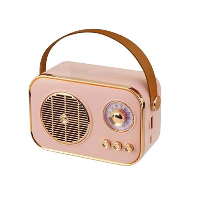 Retro Taşınabilir Bluetooth Hoparlör Pembe Renk 