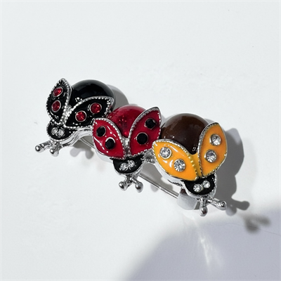 Uğurböceği Broş Taş Detaylı Mineli  Gümüş Renk