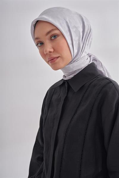 İtalyan Jakar Kazayağı Desen Eşarp - Gümüş