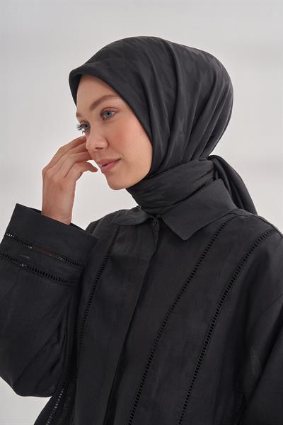İtalyan Jakar Kazayağı Desen Eşarp - Siyah