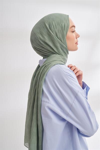 Müslin Dama Desen Şal - Mint Yeşili