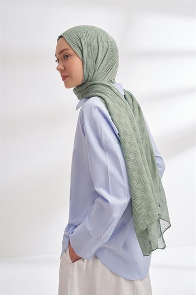 Müslin Dama Desen Şal - Mint Yeşili