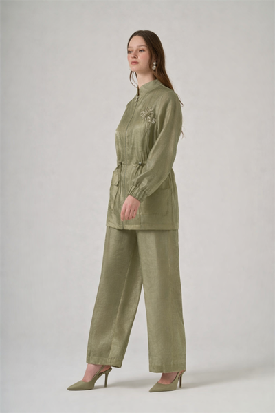 Nuss 1032 Bel Büzgülü Fermuarlı Pantolonlu Takım - Küf