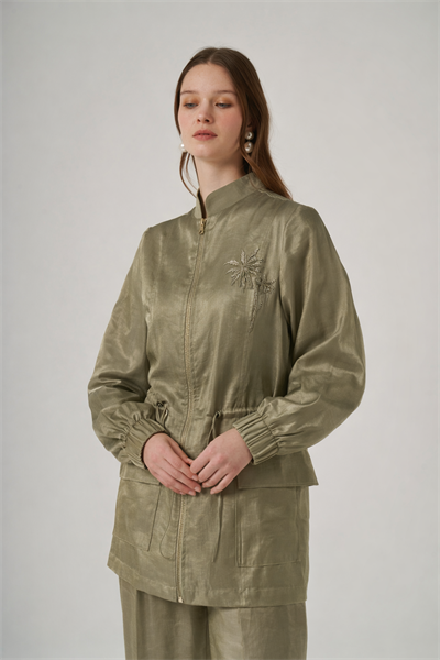 Nuss 1032 Bel Büzgülü Fermuarlı Pantolonlu Takım - Küf