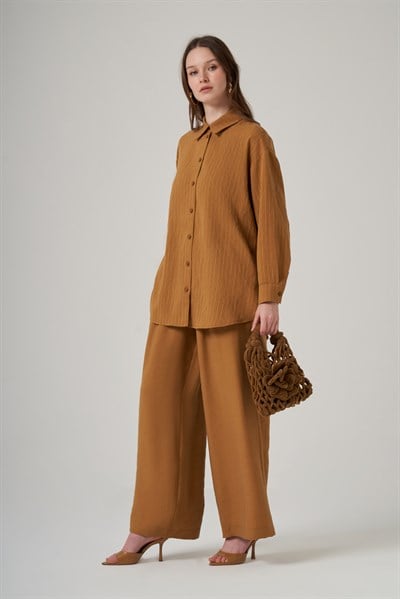 Nuss 1081 Basic Çizgili Takım-Kehribar
