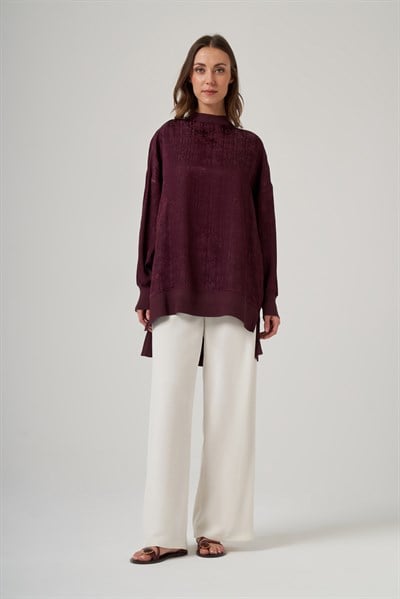 Nuss 3013 Parlak Dokulu Tunik – Mürdüm