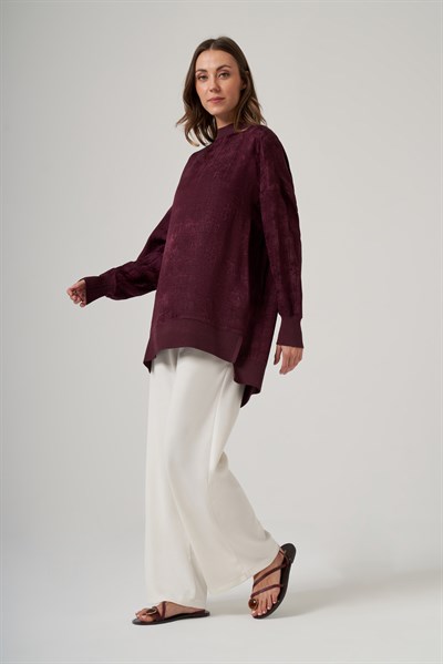 Nuss 3013 Parlak Dokulu Tunik – Mürdüm