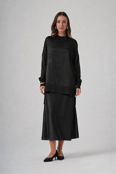 Nuss 3013 Parlak Dokulu Tunik – Siyah