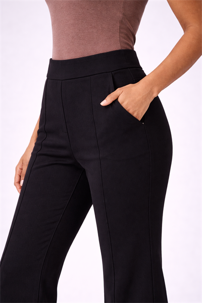 SENTEZ 5536 SİYAH NERVÜRLÜ BAMBU DUBLE PAÇA PANTOLON