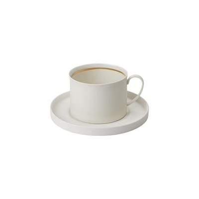 Marine Çay Fincanı Yuvarlak Tabaklı Beyaz & Altın