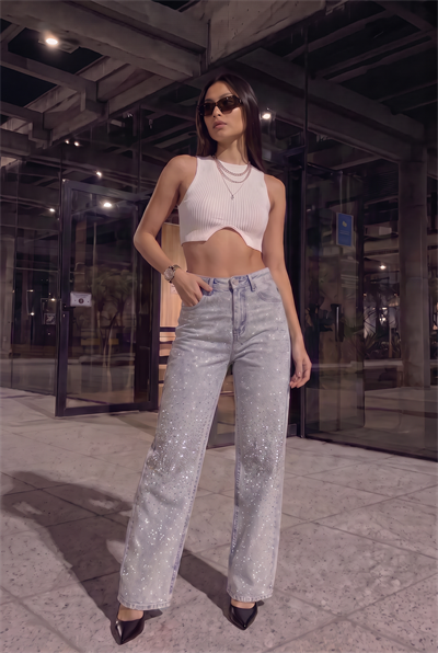 KRY DİZİ TAŞLI KOT PANT