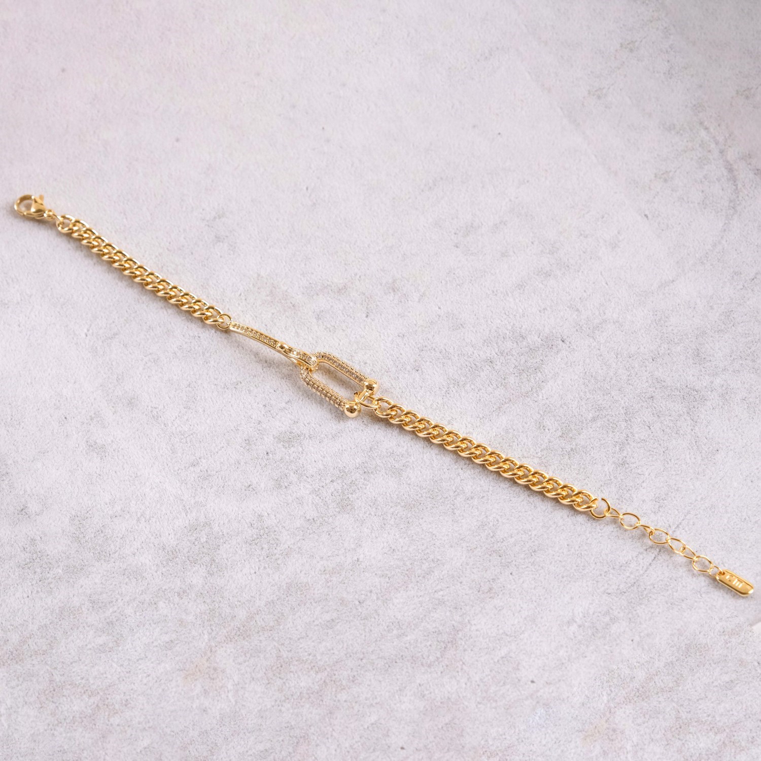 14K Vergoldete Armkette mit Hufeisen-Stein CS-1365