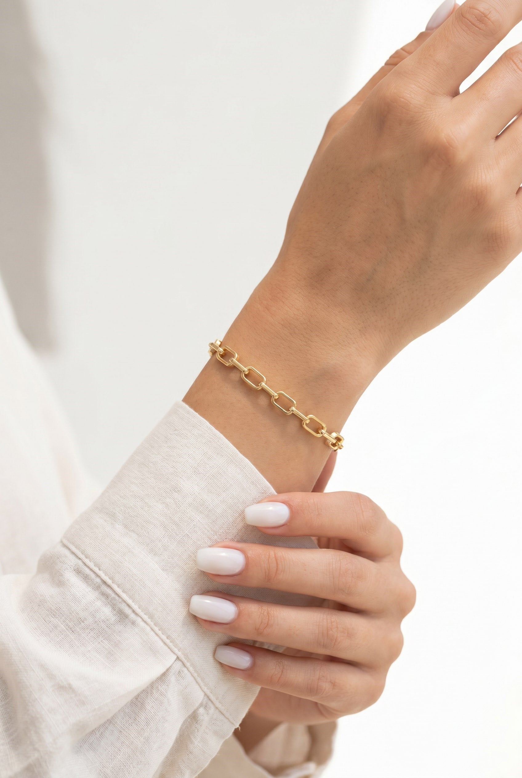 14K Vergoldete Paperclip Armkette SL-2161