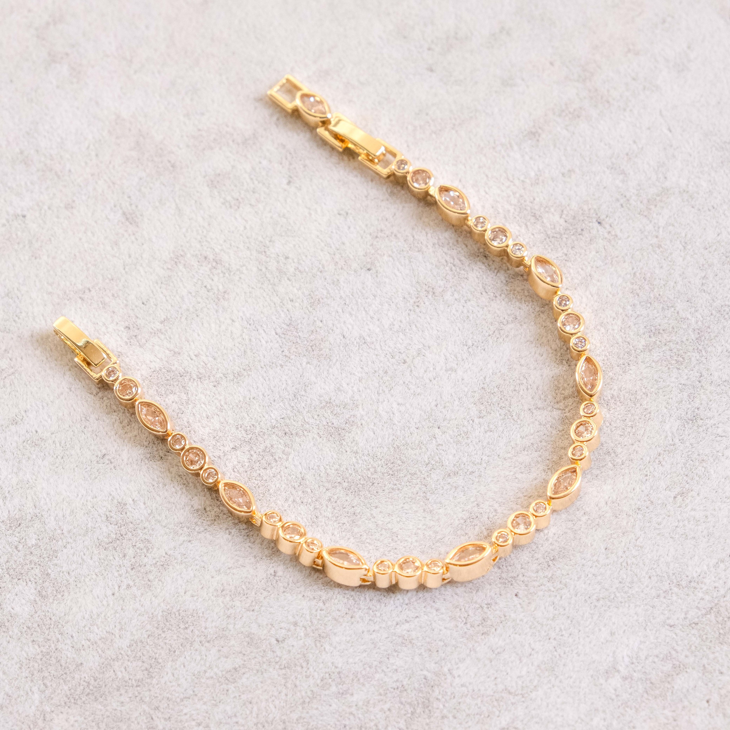 14K Vergoldete Mandel-Rundstein Armkette MS-3260