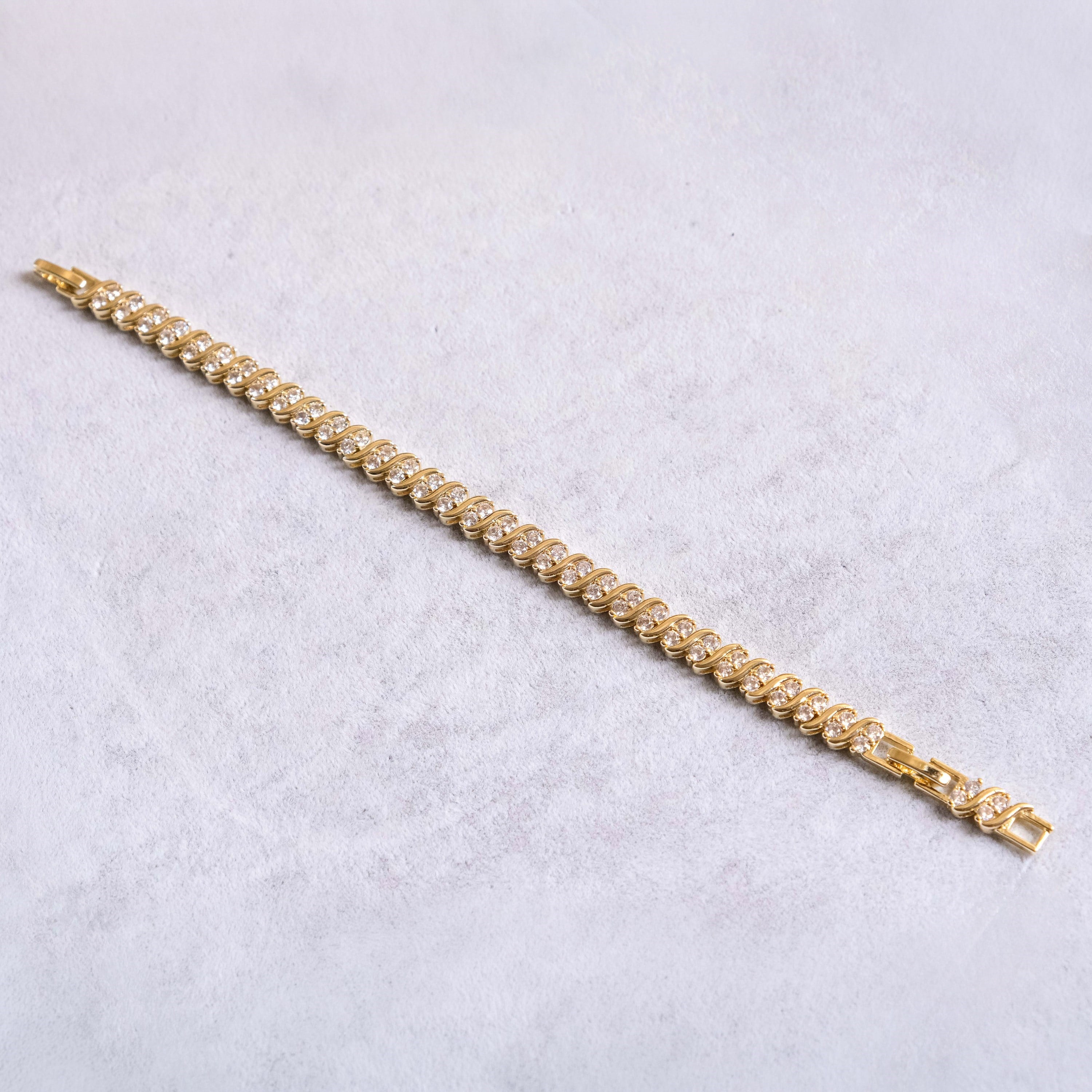 14K Vergoldete Tenis Armkette mit Zirkonia MS-3742