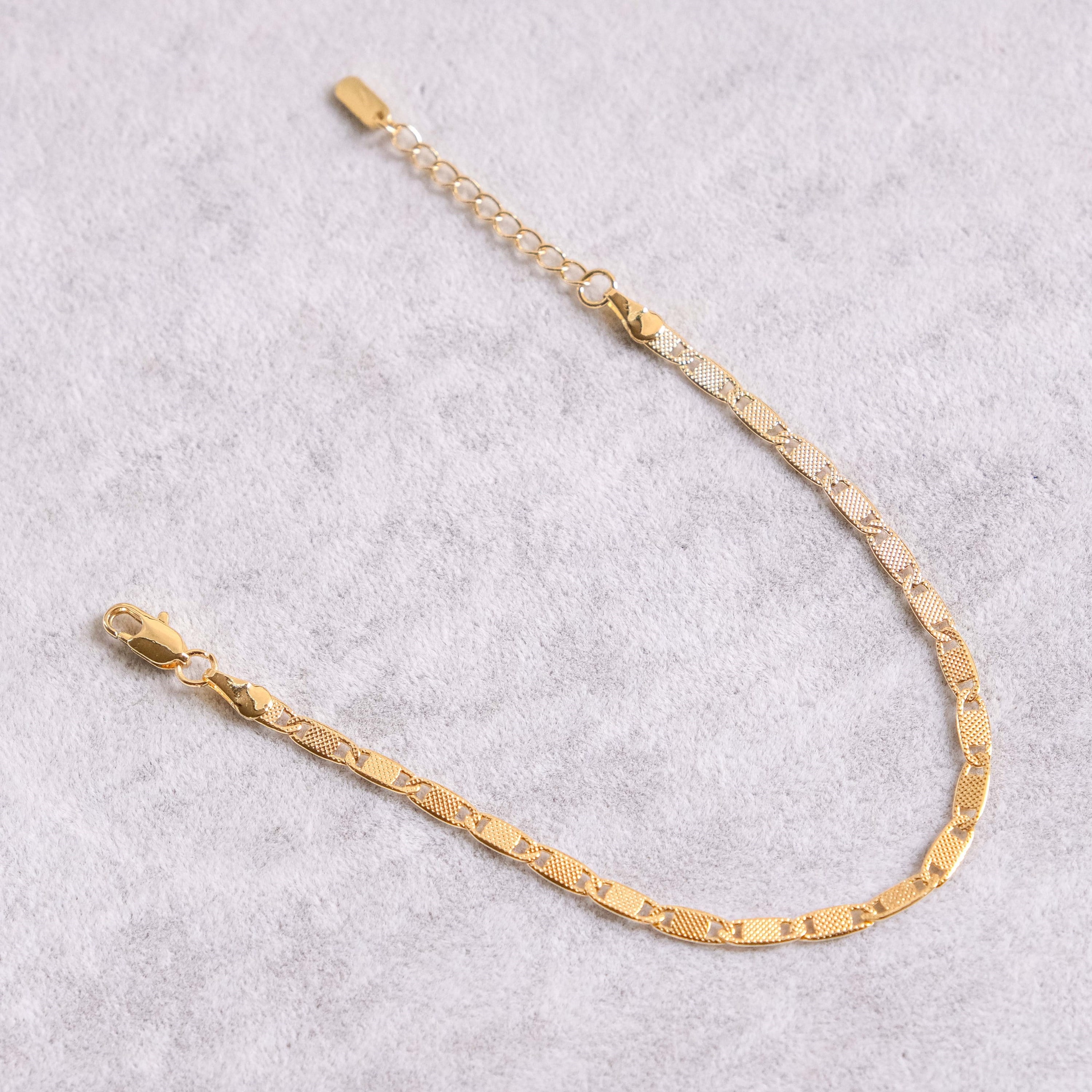 14K Vergoldete Gemusterte Platten Armkette LCC-3445
