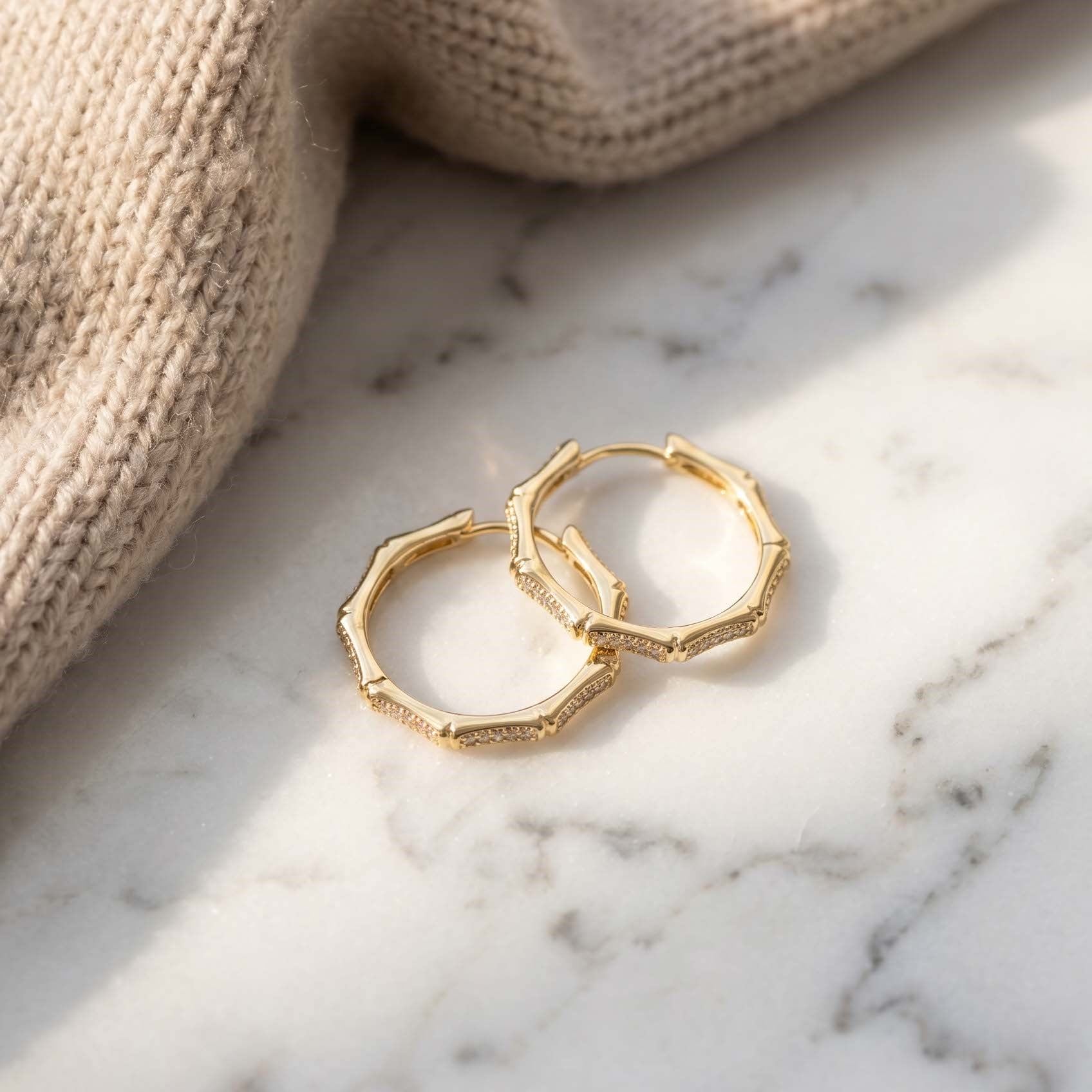 14K Vergoldete Fassettierte Zirkonia Ohrringe RK-7666